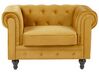 Ensemble canapé et fauteuil en velours jaune moutarde  4 places CHESTERFIELD_778744