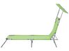 Steel Reclining Sun Lounger with Canopy Lime Green FOLIGNO_810041