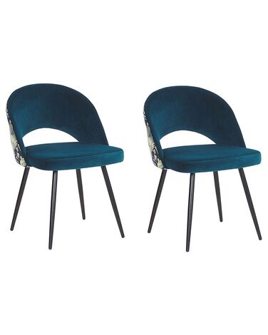 Conjunto de 2 sillas de comedor de terciopelo azul turquesa/verde/negro VIVIAN