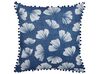 Set of 2 Cushions Leaf Pattern 45 x 45 cm Blue and White DANDELION_837790