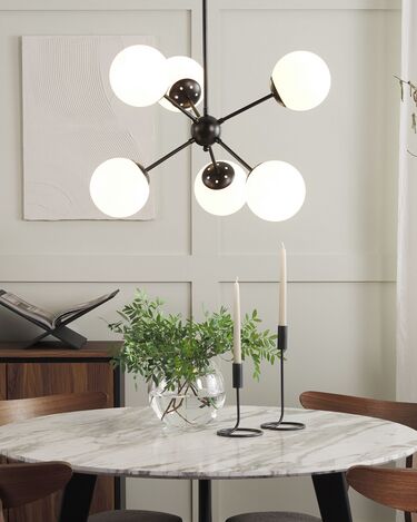 Підвісний світильник 6 ламп металевий чорний ADAWRO Підвісний світильник 6 ламп металевий чорний ADAWRO