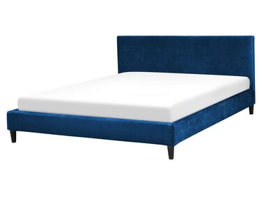 Łóżko welurowe 160 x 200 cm niebieskie FITOU