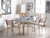 Conjunto de mesa com tampo triplo granito flameado preto 180 x 90 cm e 6 cadeiras creme GROSSETO_764219