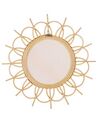 Rattanowe okrągłe lustro ścienne słońce ⌀ 60 cm naturalne TELAKIA_822210