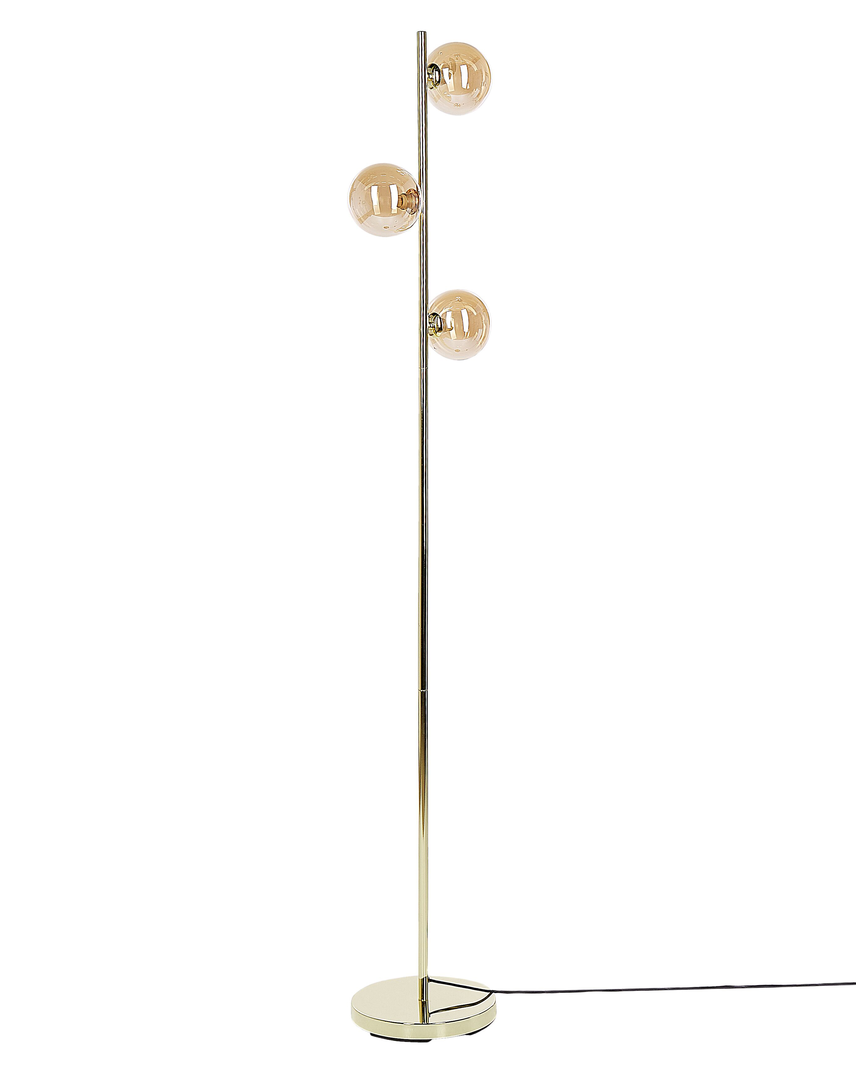 Stehlampe Metall / Rauchglas gold 154 cm 3-flammig Kugelform RAMIS_877792