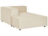 Right Hand 3 Seater Modular Linen Corner Sofa with Ottoman Beige APRICA_856909