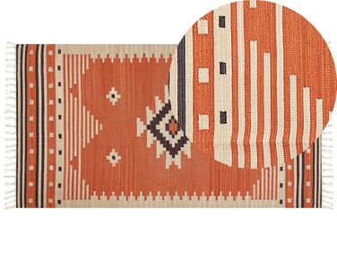 Bavlnený kelímový koberec 80 x 150 cm oranžový GAVAR