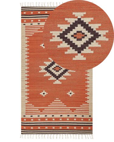 Bavlnený kelímový koberec 80 x 150 cm oranžový GAVAR