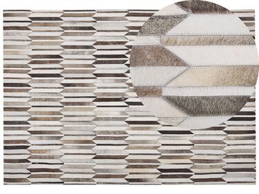 Dywan patchworkowy skórzany 160 x 230 cm brązowo-beżowy KULALAR