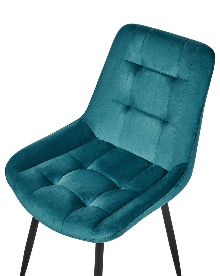 Set 4 Sedie In Velluto Blu Petrolio - Gambe Metallo E Seduta In Legno, Design Moderno Per Sala Da Pranzo E Living