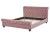 Łóżko welurowe 160 x 200 cm różowe AVALLON_694427