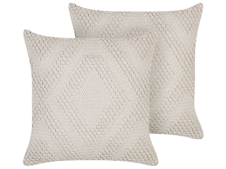 Set of 2 Cotton Cushions 45 x 45 cm Off-White CATALPA_843489