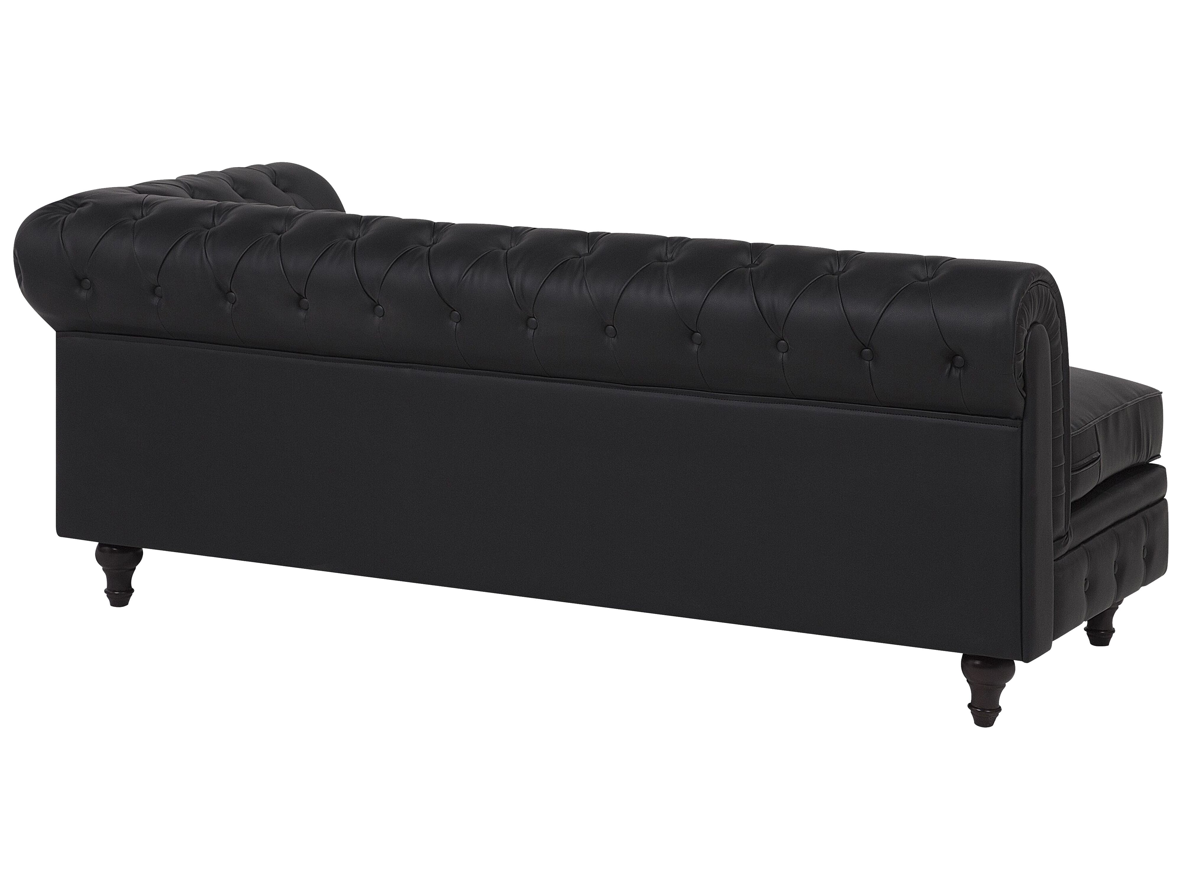 Narożnik ekoskóra prawostronny czarny CHESTERFIELD