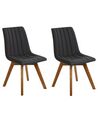 Set of 2 Fabric Dining Chairs Black CALGARY_800083