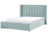 Velvet EU Super King Size Bed with Storage Bench Mint Green NOYERS_834672