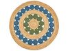 Okrúhly jutový koberec ⌀ 140 cm modrá a zelená HOVIT_870070