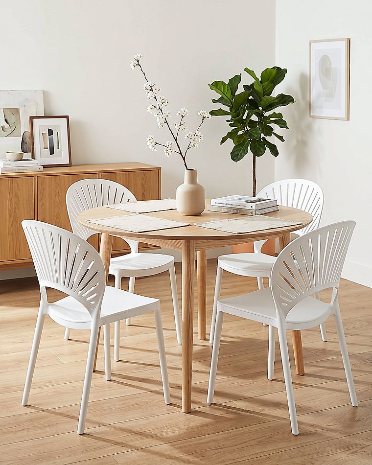 Set of 4 Plastic Dining Chairs White OSTIA Beliani.co.uk
