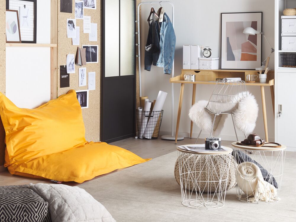 Large Bean Bag 140 x 180 cm Yellow Beliani.co.uk
