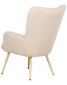 Boucle Wingback Chair with Footstool Beige VEJLE II_901642