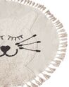 Tapis enfant rond avec motif de chat en coton beige ø 120 cm ETSERI_906784