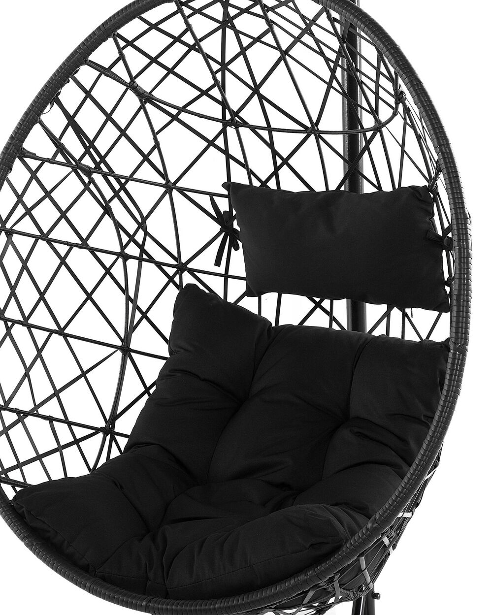 PE Rattan Hanging Chair with Stand Black ALATRI Beliani.fi