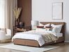 Łóżko z szufladami tapicerowane 160 x 200 cm brązowe LA ROCHELLE_833006
