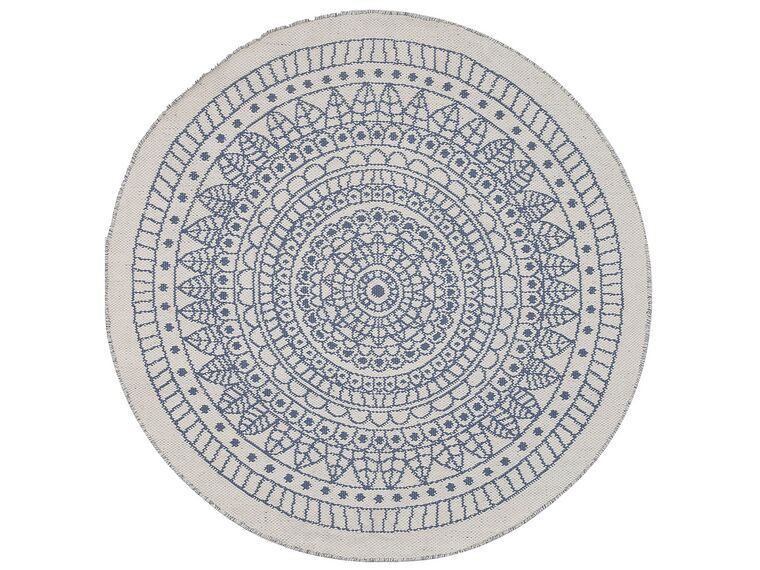 Kulatý oboustranný modro-bílý koberec ⌀ 140 cm YALAK_738143