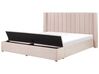 Velvet EU Super King Size Waterbed with Storage Bench Pastel Pink NOYERS_914968
