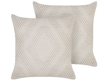Set of 2 Cotton Cushions 45 x 45 cm Off-White CATALPA