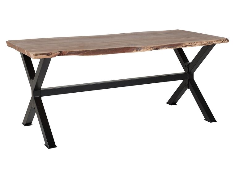 Jedálenský stôl z akáciového dreva 180 x 95 cm svetlé drevo/čierna VALBO_745435
