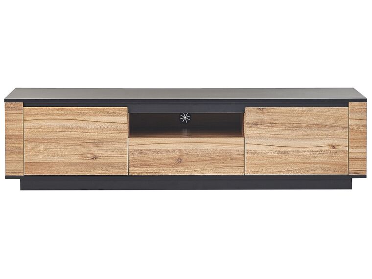 TV Stand Light Wood and Black BILLINGS Beliani.co.uk