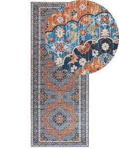 Matto kangas sininen/oranssi 80 x 200 cm MIDALAM Matto kangas sininen/oranssi 80 x 200 cm MIDALAM