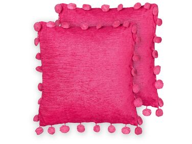 Conjunto de 2 almofadas decorativas em tecido rosa fucsia 45 x 45 cm JASMINE