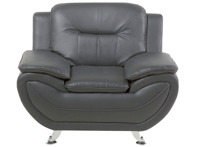 Faux Leather Living Room Set Grey LEIRA Beliani.co.uk