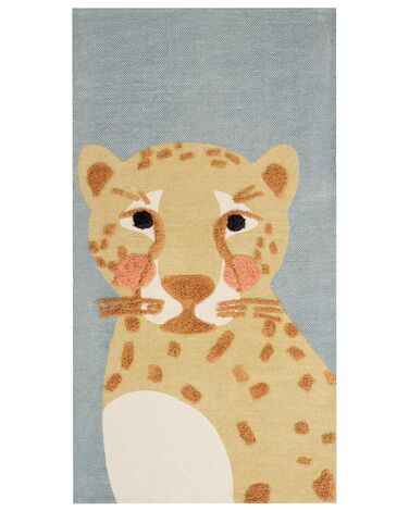 Tapete de algodão com motivo de leopardo amarelo e cinzento 80 x 150 cm TANGSE
