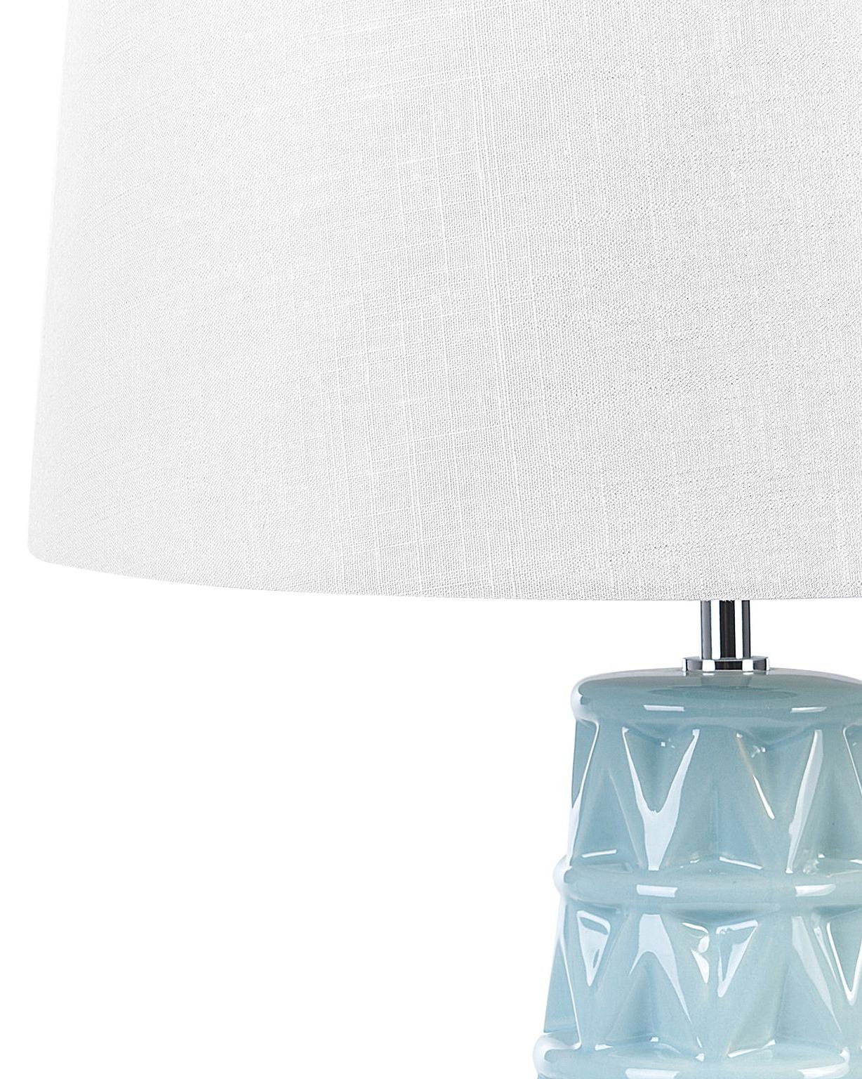 Lámpara de mesa de cerámica/lino azul/blanco 63 cm VINCES_843192