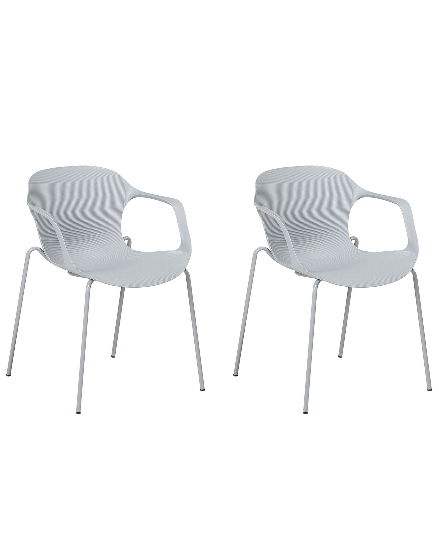 Modern Dining Chair Set of 2 Plastic Grey Steel Frame Stackable Elbert-