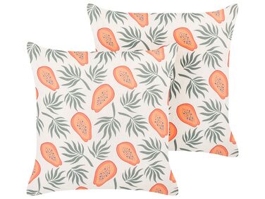 Set of 2 Decorative Cushions Papaya Motif 45 x 45 cm Multicolour AVENS 