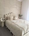 Łóżko z pojemnikiem welurowe 160 x 200 cm złamana biel VINCENNES_905187