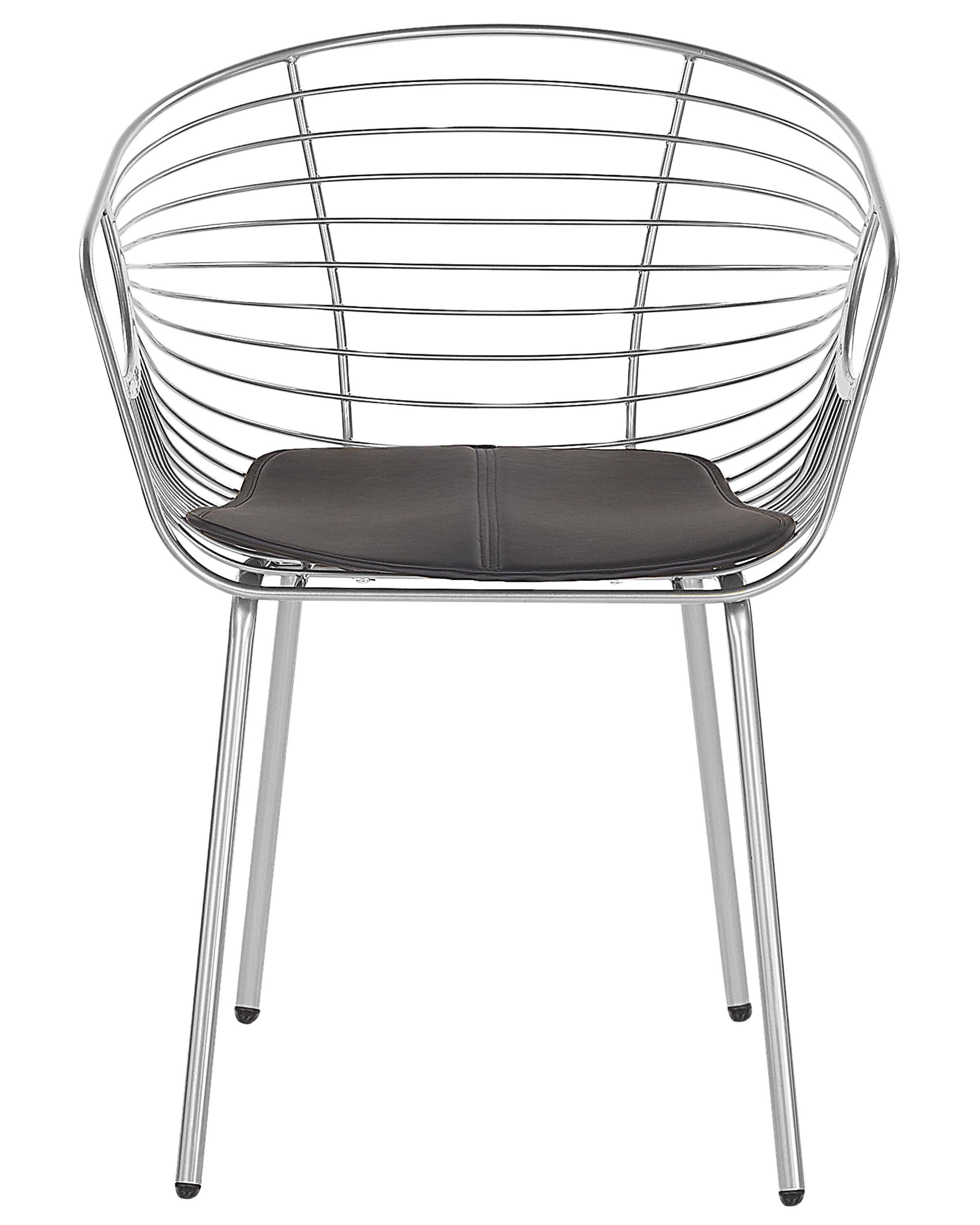 Metallstuhl silber mit Kunstleder-Sitz 2er Set HOBACK | Beliani.at