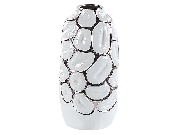 Vase décoratif en grès 28 cm blanc CENABUM_818319