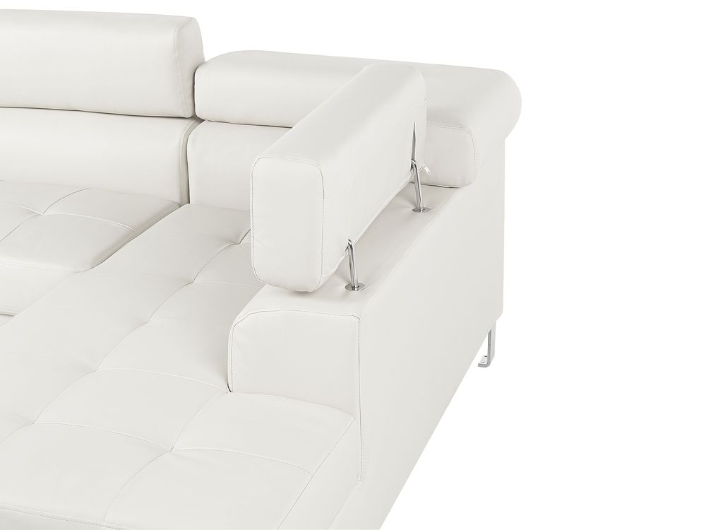 Left Hand Faux Leather Corner Sofa White NORREA Beliani.co.uk
