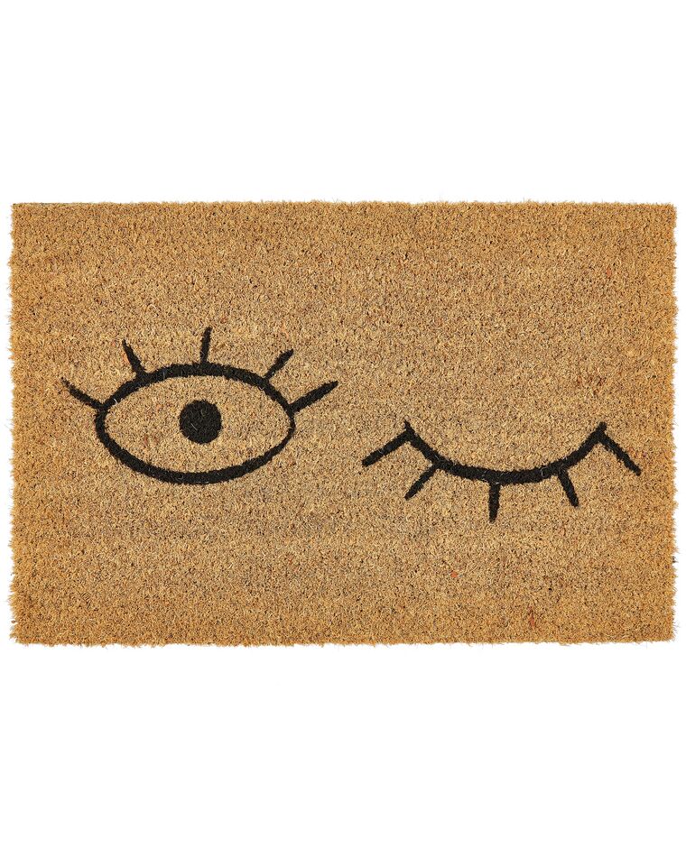 Fußmatte Augenmotiv Kokosfaser naturfarben / schwarz 40 x 60 cm TAPULAO_905618