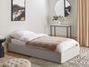 Łóżko z pojemnikiem tapicerowane 90 x 200 cm jasnoszare DINAN_903709