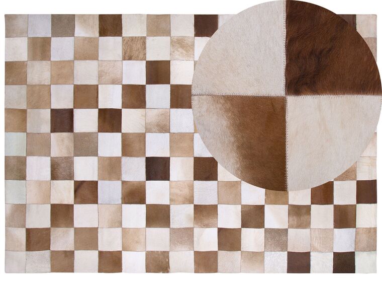 Kožený koberec 160 x 230 cm hnedá/béžová SOLMAZ_758300