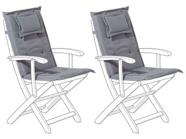 Set of 2 Outdoor Seat/Back Cushions Graphite Grey MAUI