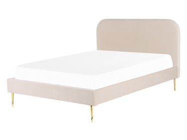Sametová postel 140 x 200 cm béžová FLAYAT