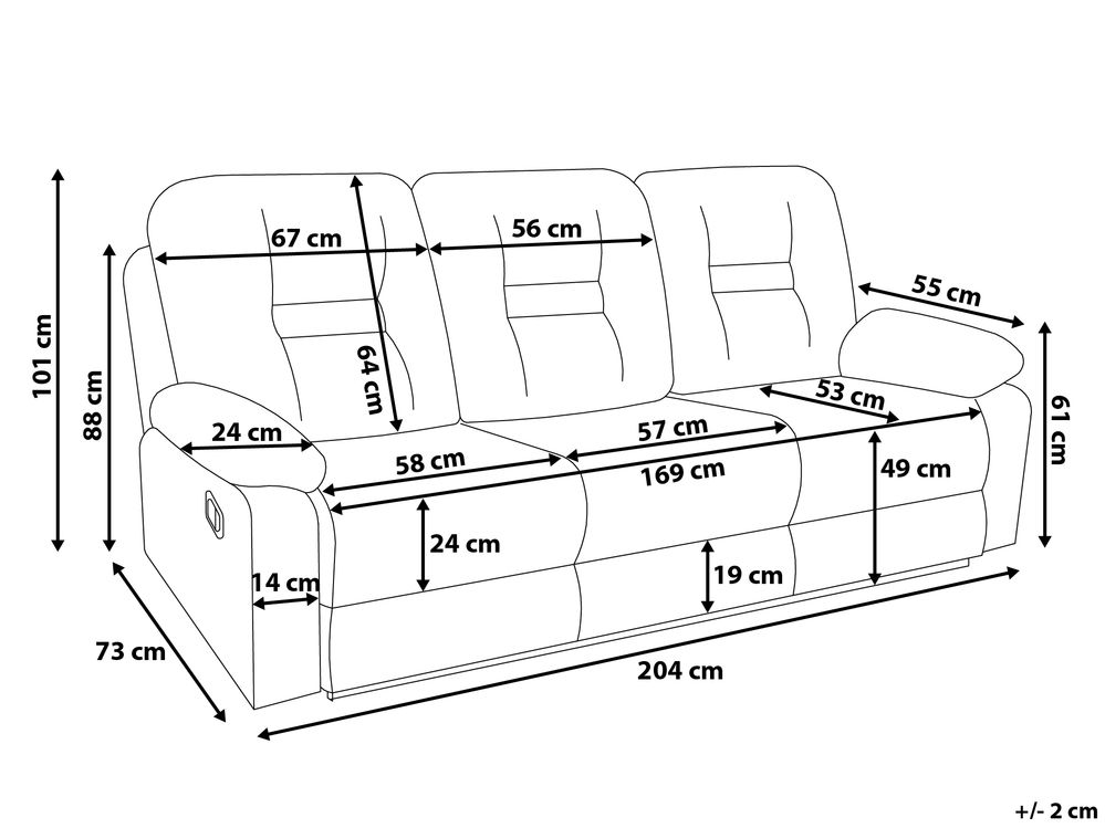 3 Seater Faux Leather Recliner Sofa Brown Bergen Furniture Lamps Accessories Up To 70 Off Avandeo Online Store