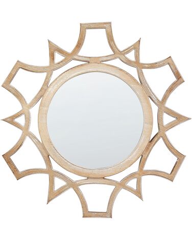 Kulaté nástěnné zrcadlo ø 60 cm světlé dřevo ZAPOPAN