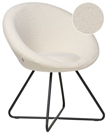Cadeira em bouclé branco-creme FLOBY II